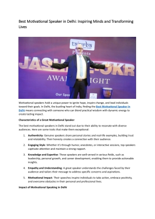 Best Motivational Speaker In Delhi