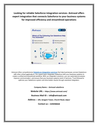Looking for reliable Salesforce integration services- Antrazal offers expert integration that connects Salesforce to you