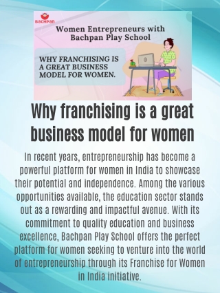 Why franchising is a great business model for women.