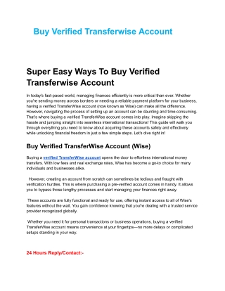 The Best Place To Buy Verified Transferwise Accountt in 2024