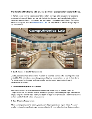 The Benefits of Partnering with a Local Electronic Components Supplier in Noida