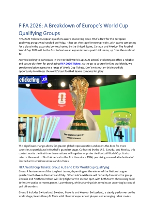 FIFA 2026 A Breakdown of Europe’s World Cup Qualifying Groups