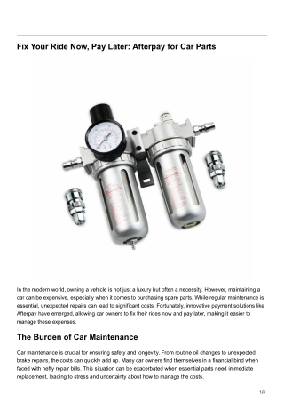 Fix Your Ride Now, Pay Later Afterpay for Car Parts