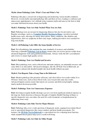 Myths About Pathology Labs: What’s True and What’s Not