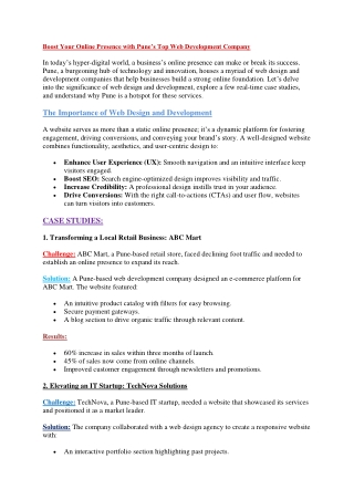 Boost Your Online Presence with Pune’s Top Web Development Company