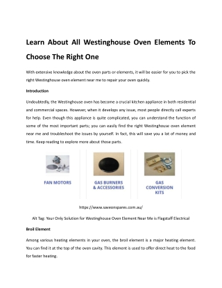 Learn About All Westinghouse Oven Elements To Choose The Right One