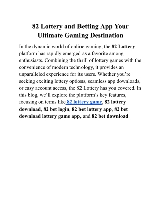82 Lottery and Betting App Your Ultimate Gaming Destination