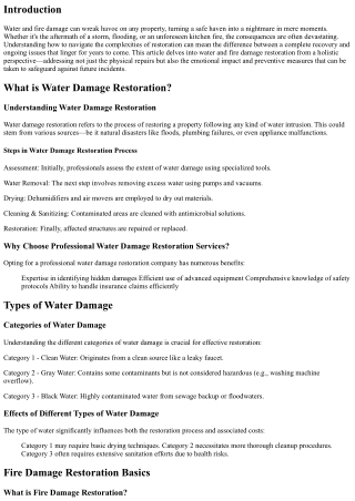 Water and Fire Damage Restoration: A Holistic Approach