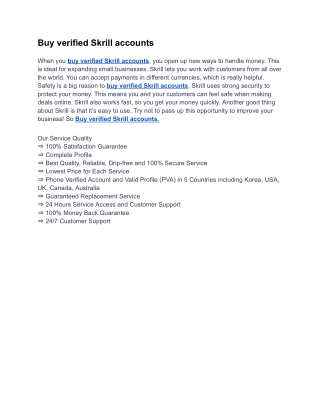 Buy Verified Skrill Accounts 2025