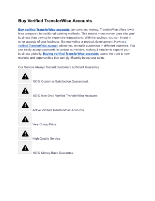 USA Best Place to Buy Verified TransferWise Accounts 2025