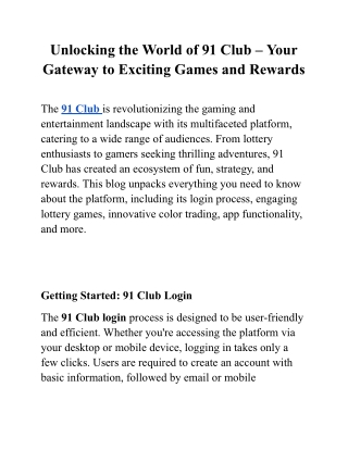 Unlocking the World of 91 Club – Your Gateway to Exciting Games and Rewards