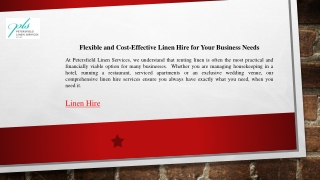 Linen Service – Reliable and efficient linen solutions for your business