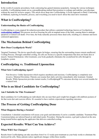 CoolSculpting: A Fresh Approach to Body Contouring in Midland