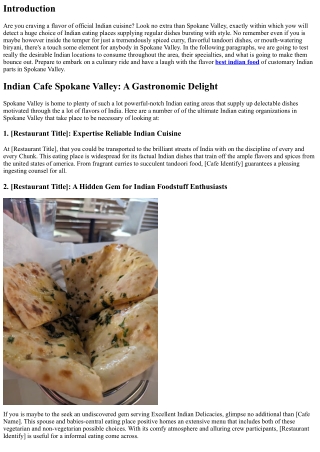 Savor the Flavor of Traditional Indian Foodstuff in Spokane Valley
