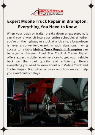 Expert Mobile Truck Repair in Brampton - Everything You Need to Know