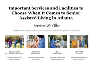 Important Services and Facilities to Choose When It Comes to Senior Assisted Living in Atlanta