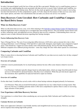 Data Recovery Costs Unveiled: How Carbonite and CrashPlan Compare for Hard Drive