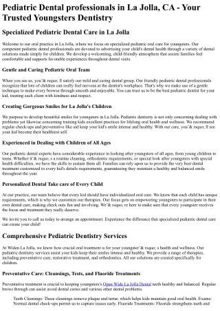 Pediatric Dentist La Jolla