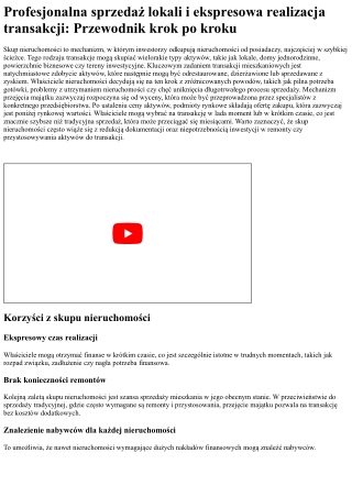 Skup nieruchomości i szybka sprzedaż nieruchomości