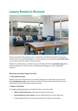 Luxury Rental in Riccione Italy