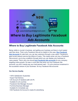 Where to Buy Legitimate Facebook Ads Accounts