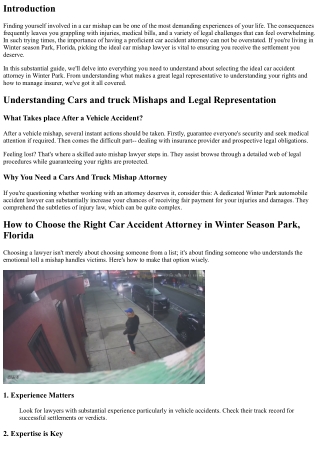 How to Choose the Right Car Accident Attorney in Winter Park, Florida