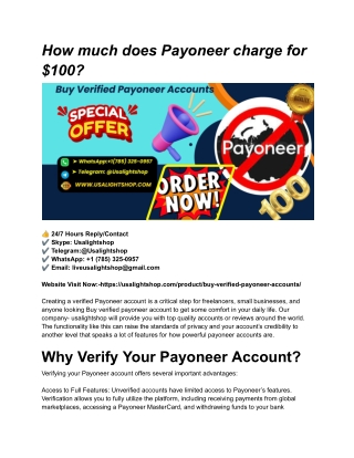 How much does Payoneer charge for $100_