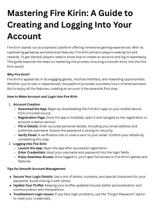 Mastering Fire Kirin A Guide to Creating and Logging Into Your Account