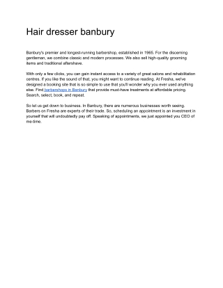 Hair dresser banbury