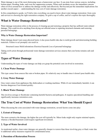The True Cost of Water Damage Restoration: What You Should Expect