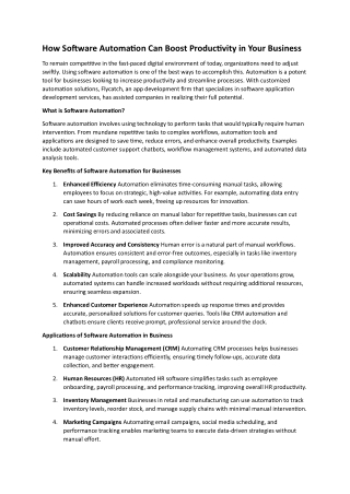 How Software Automation Can Boost Productivity in Your Business