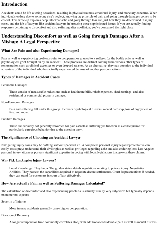 Understanding Discomfort as well as Experiencing Damages After a Collision: A Le