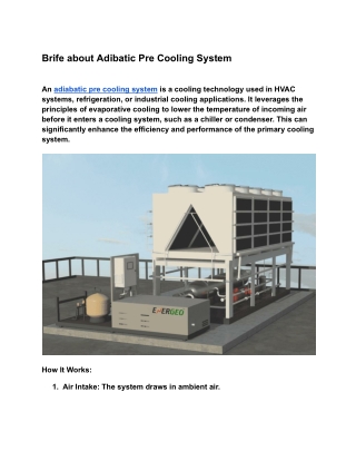 Brife about Adibatic Pre Cooling System