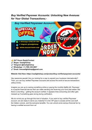Buy Verified Payoneer Accounts_ Unlocking New Avenues for Your Global Transactions;-