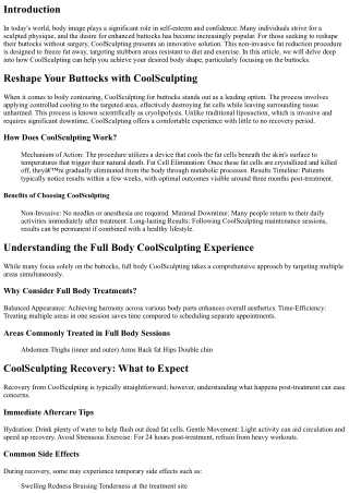 Reshape Your Buttocks with CoolSculpting