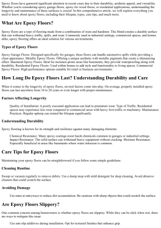 How Long Do Epoxy Floors Last? Understanding Durability and Care