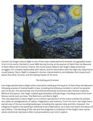 The Story Behind Van Gogh's Starry Night