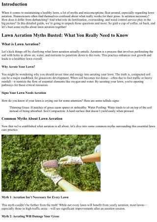Lawn Aeration Myths Busted: What You Really Need to Know