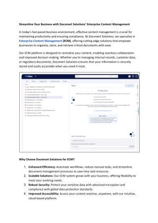 Streamline Your Business with Docsmart Solutions’ Enterprise Content Management