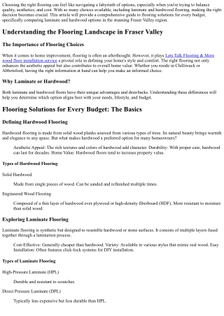 Flooring Solutions for Every Budget: How to Choose Between Laminate and Hardwood