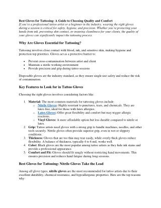 Best Gloves for Tattooing