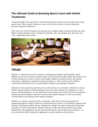 The Ultimate Guide to Boosting Sperm Count with Herbal Treatments