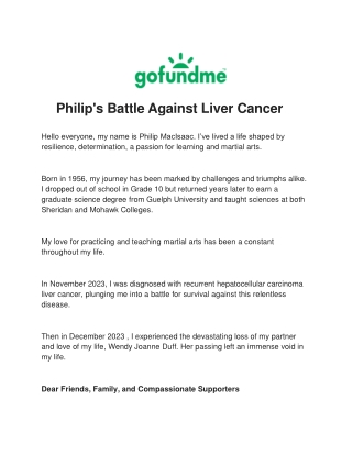 Philip's battle againt liver cancer