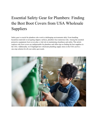 Essential Safety Gear for Plumbers: Top Boot Covers from USA Wholesale Suppliers