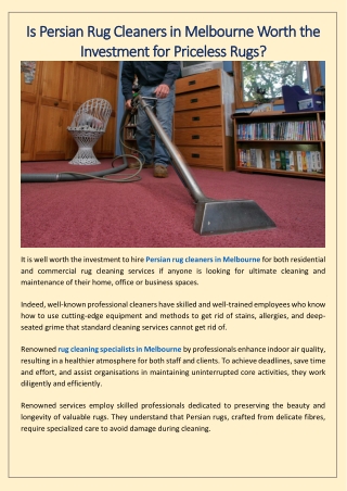 Is Persian Rug Cleaners in Melbourne Worth the Investment for Priceless Rugs