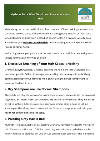 Myths vs Facts What Should You Know About Your Hair