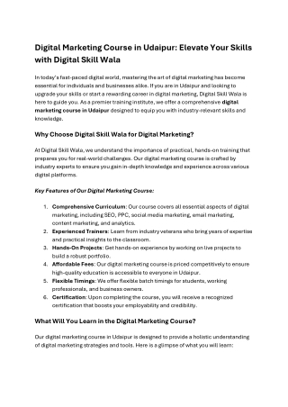 Digital Marketing Course in Udaipur