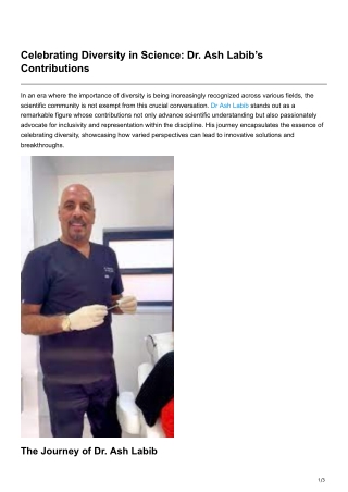 Celebrating Diversity in Science Dr Ash Labibs Contributions