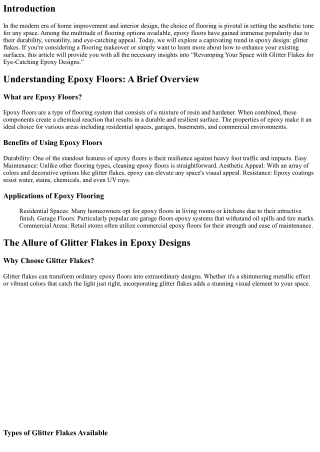 “Revamping Your Space with Glitter Flakes for Eye-Catching Epoxy Designs”