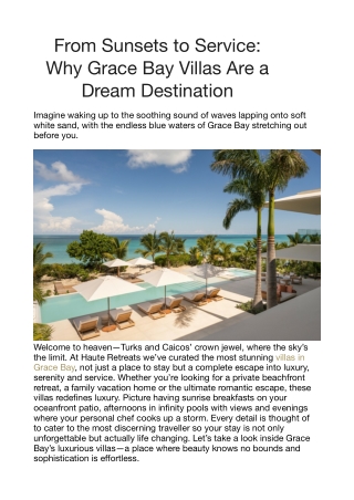 From Sunsets to Service- Why Grace Bay Villas Are a Dream Destination